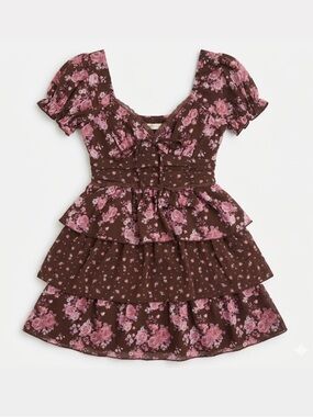 NWT Floral Brown and Pink Dress